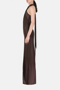Pandora Satin Maxi Gown - Chocolate