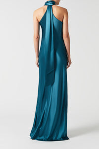 Pandora Satin Maxi Gown - Peacock