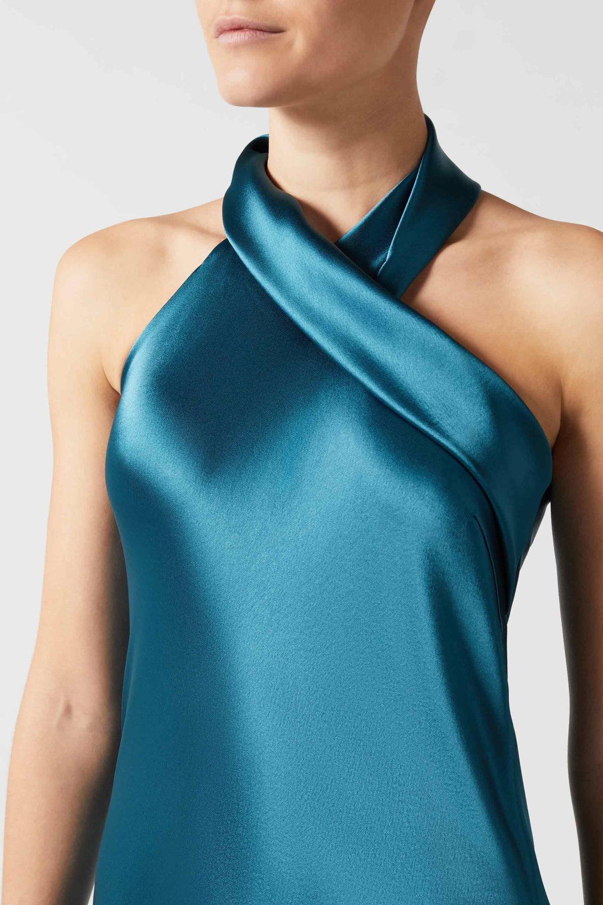 Robe longue Pandora en satin - Peacock