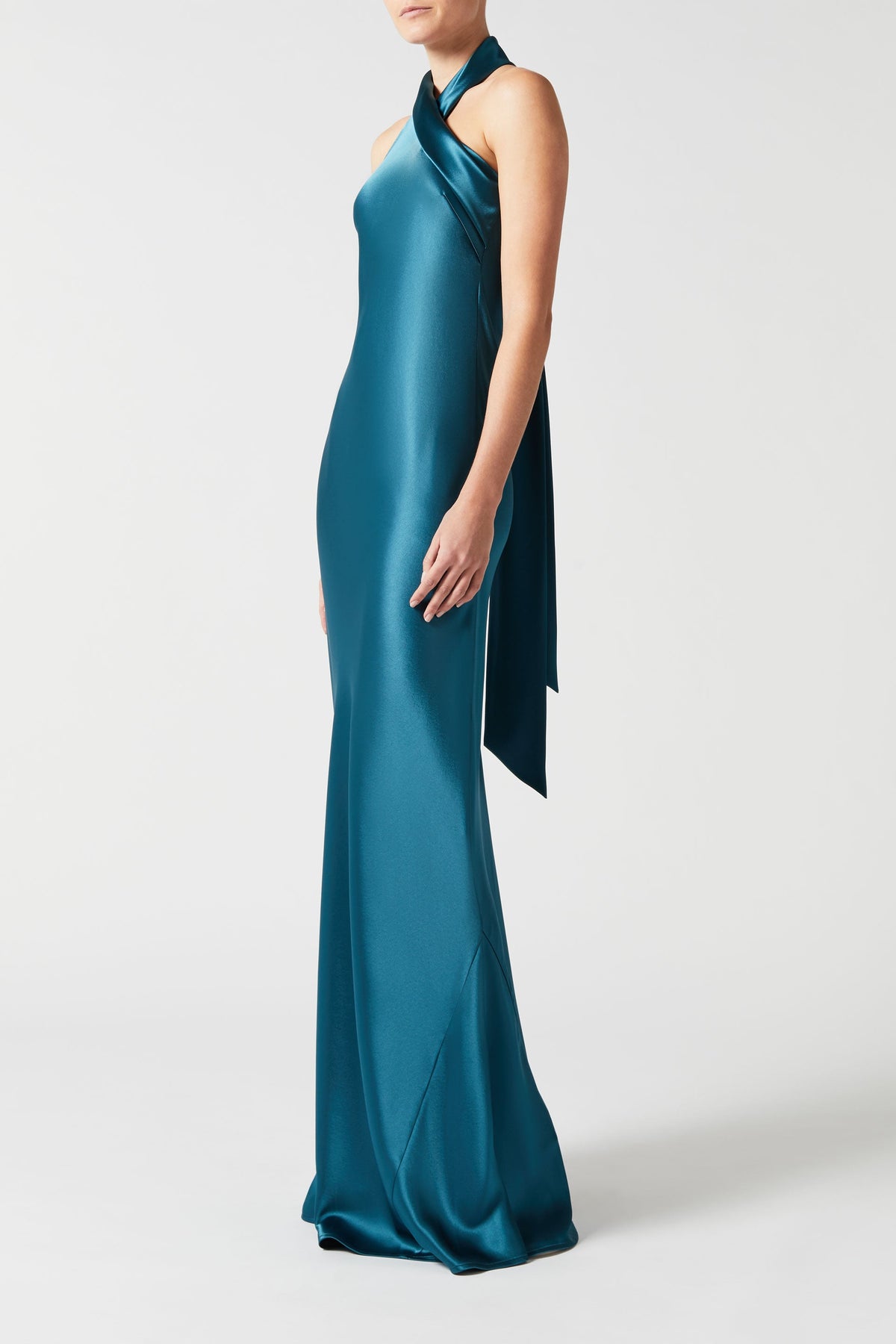 Pandora Satin Maxi Gown - Peacock