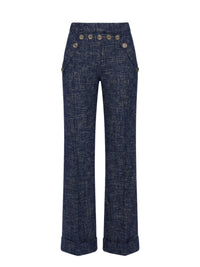 Pantalon avec boutons en laine - Blu