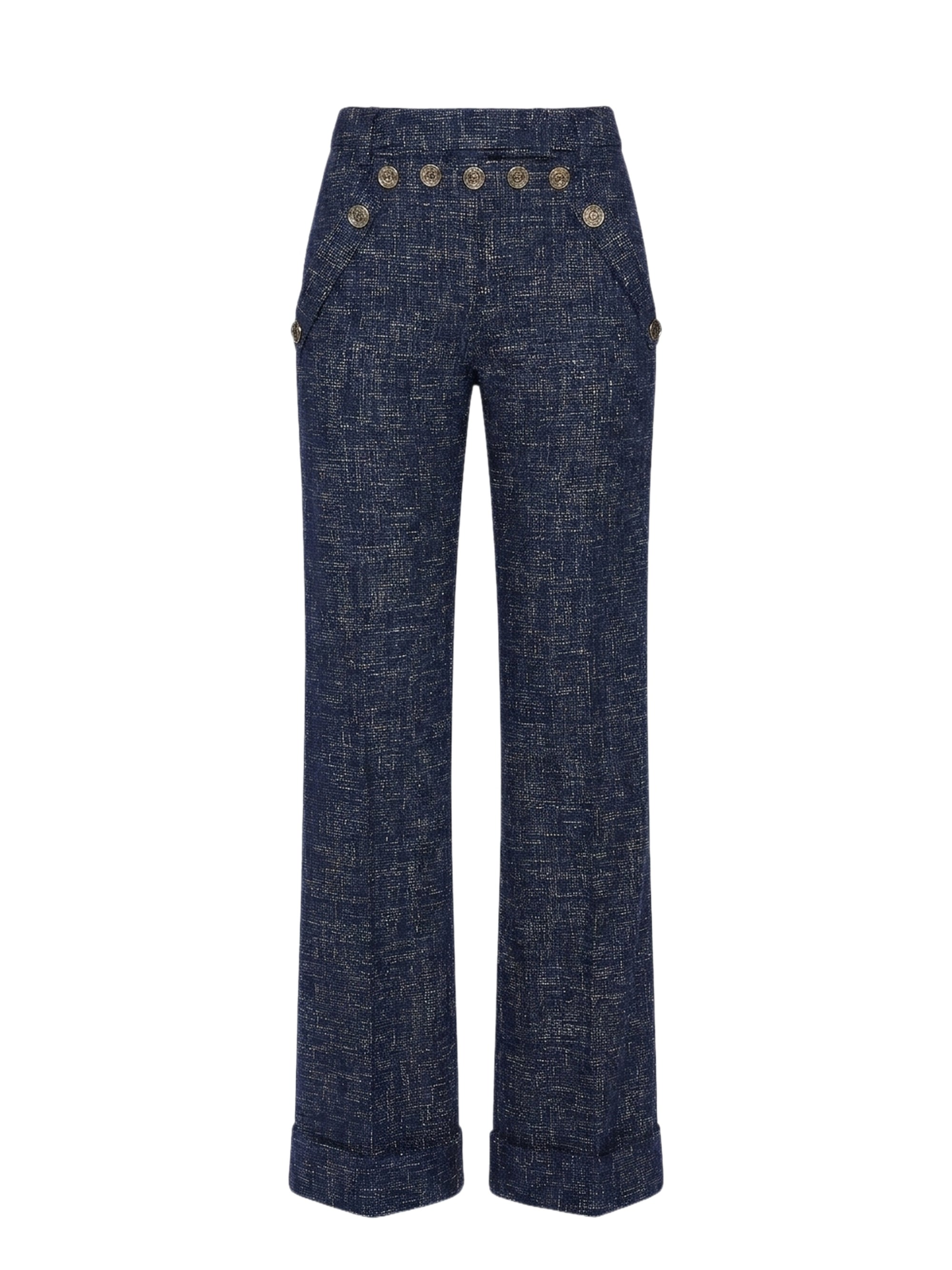 Pantalon avec boutons en laine - Blu
