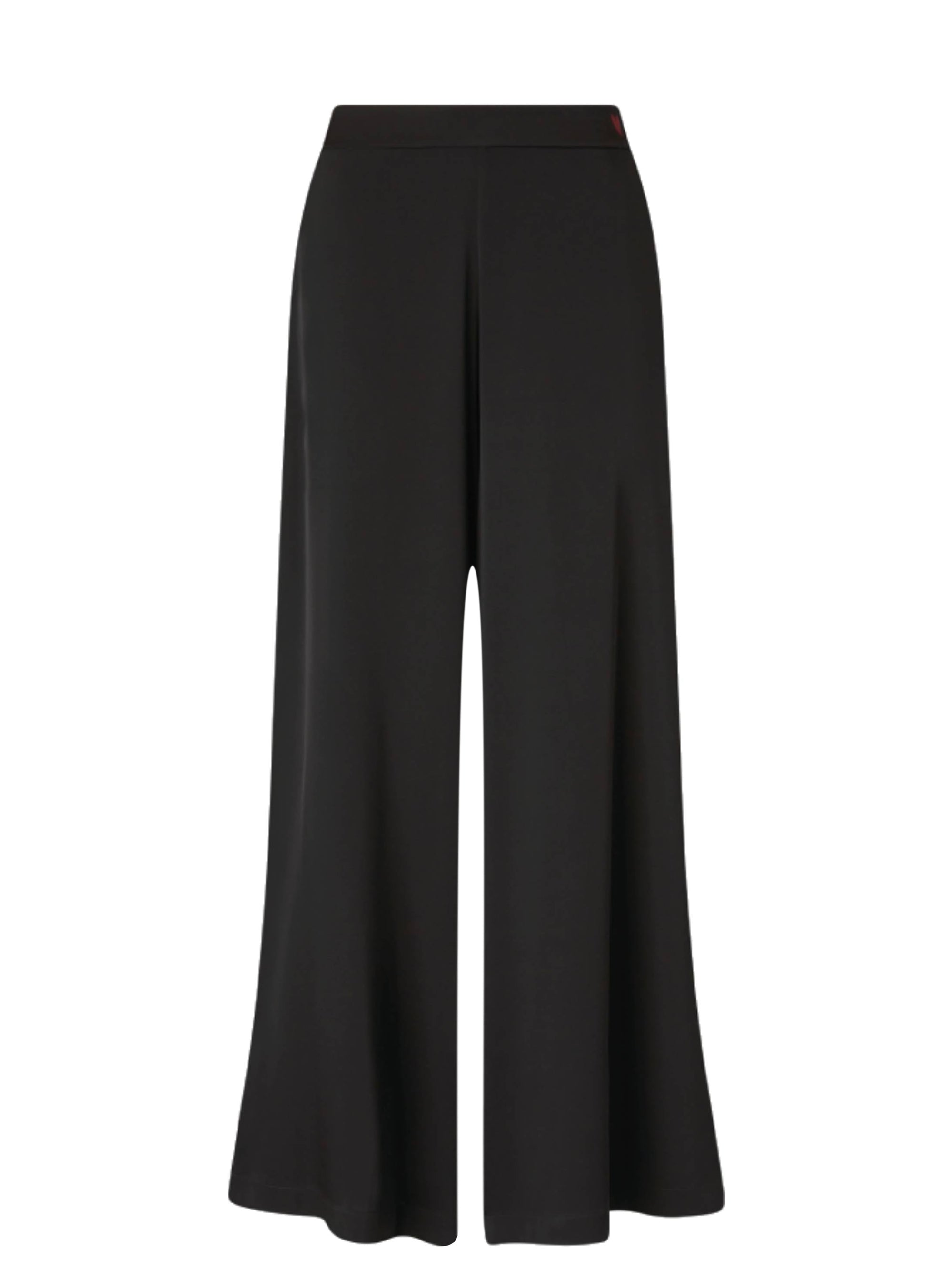 Pantalon palazzo en soie avec élastique - Nero
