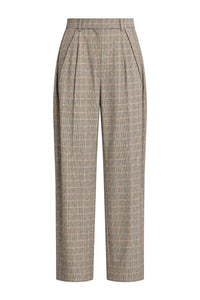 DOUBLE-PLEATED PANTS IN PRINCE OF WALES WOOL