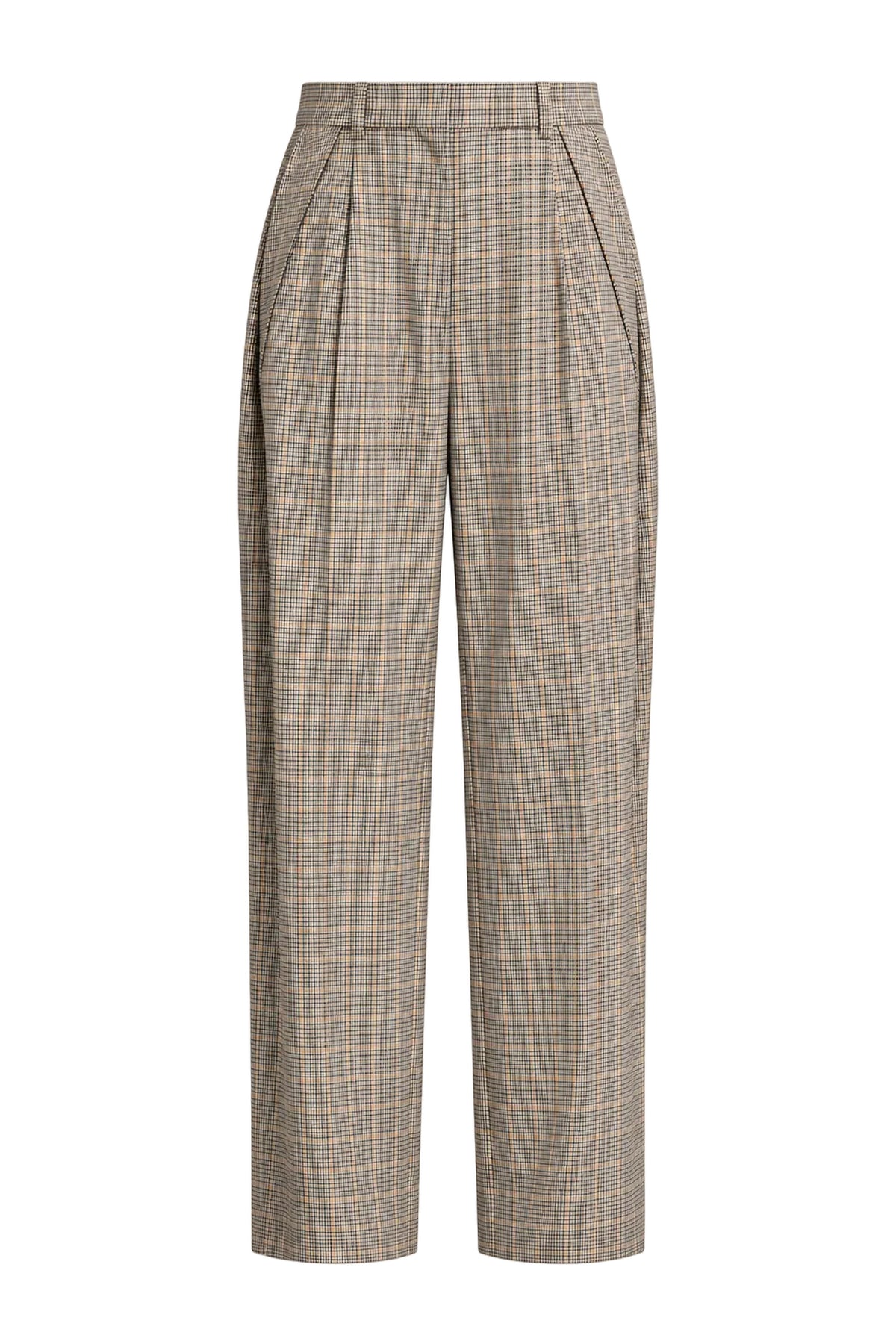 DOUBLE-PLEATED PANTS IN PRINCE OF WALES WOOL