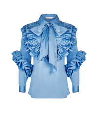 Pantheon ruffled cotton blouse - Icy blue