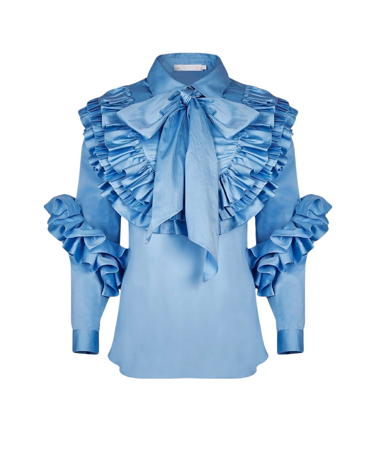 Pantheon ruffled cotton blouse - Icy blue
