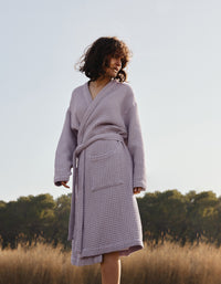 81€ 0QTY _ Peignoir en coton nid d'abeille - Lilas