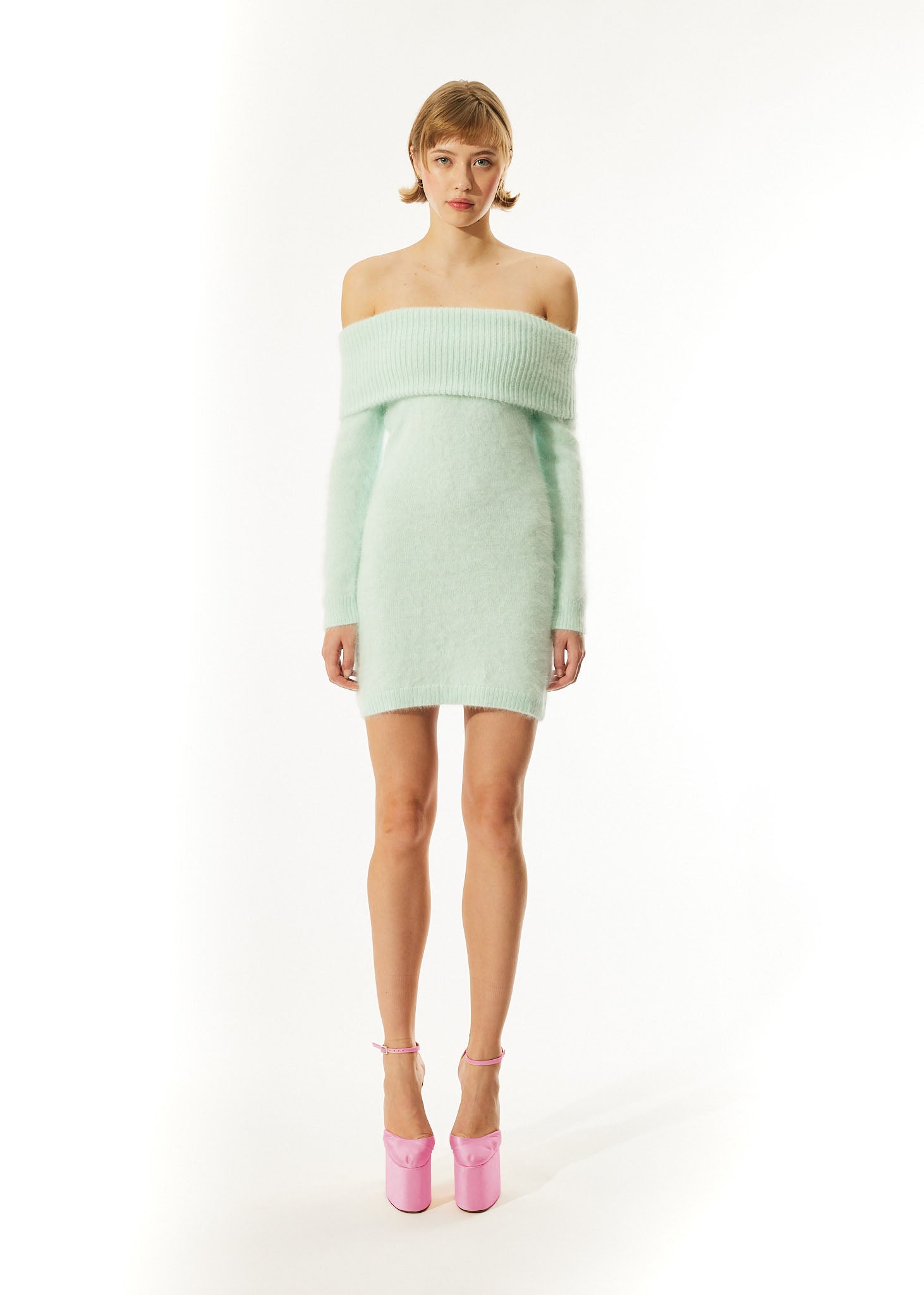 Robe courte Penelope en angora - Mint