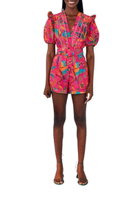Combi-short Macaw Party en coton - Rose