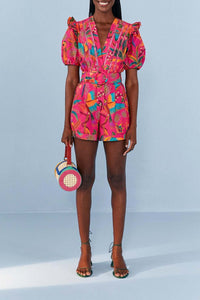 Combi-short Macaw Party en coton - Rose