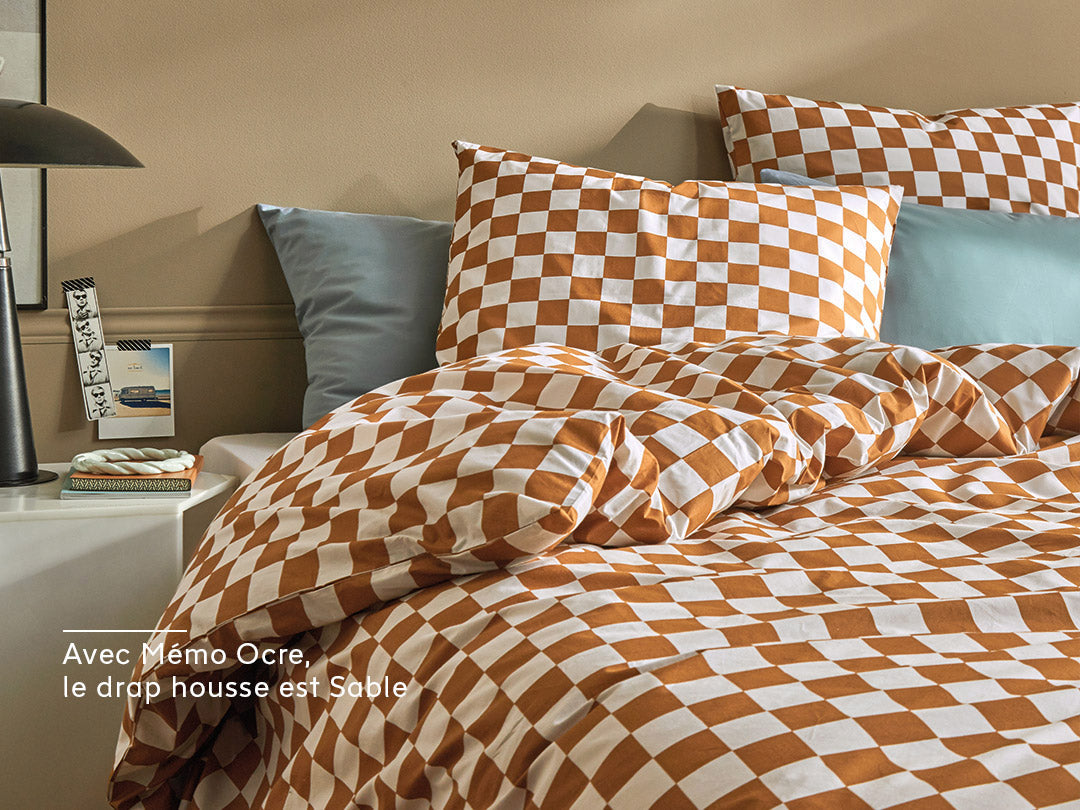 Taies d'oreiller en percale de coton - Ocre