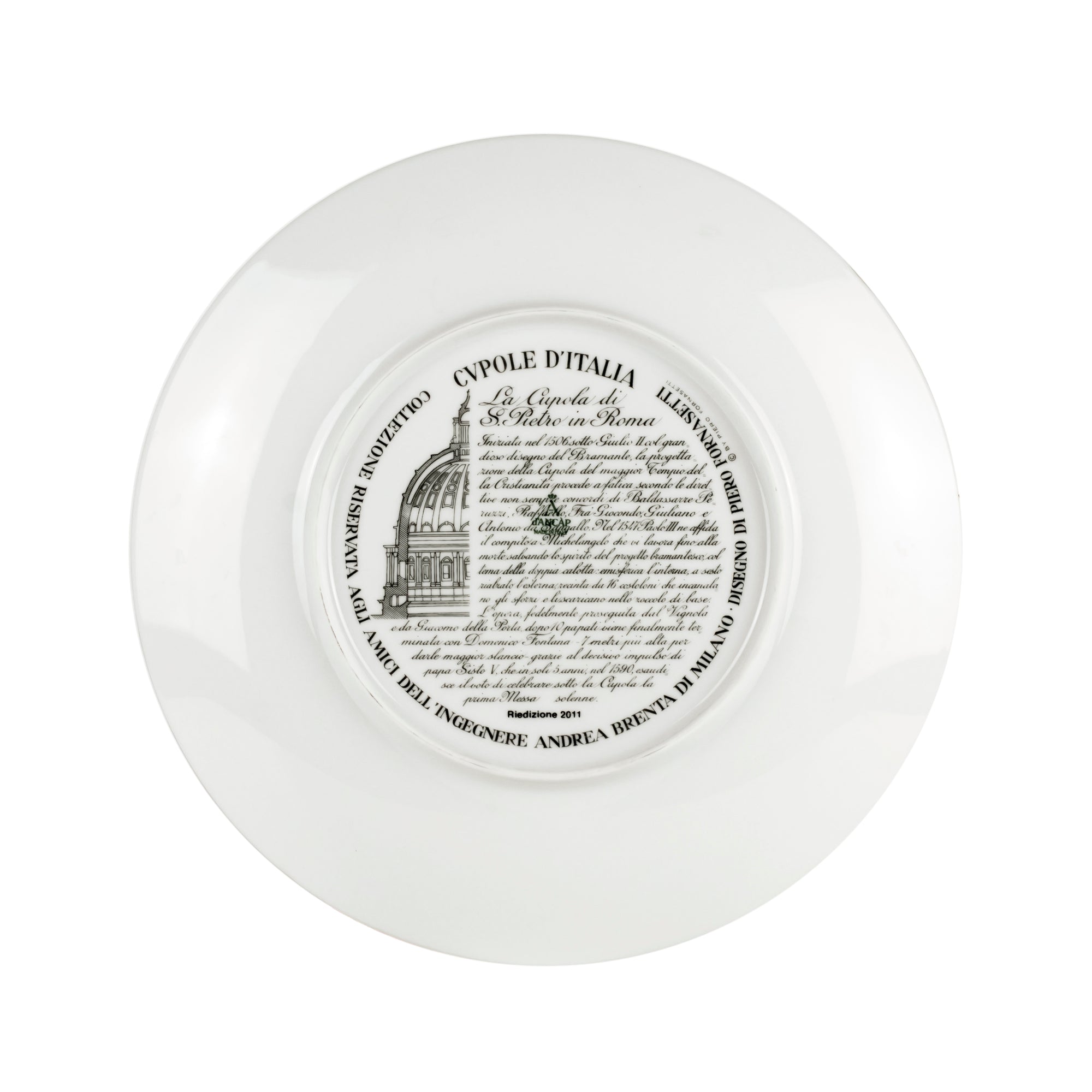 Cupola San Pietro porcelain plate - Gold & Black & White