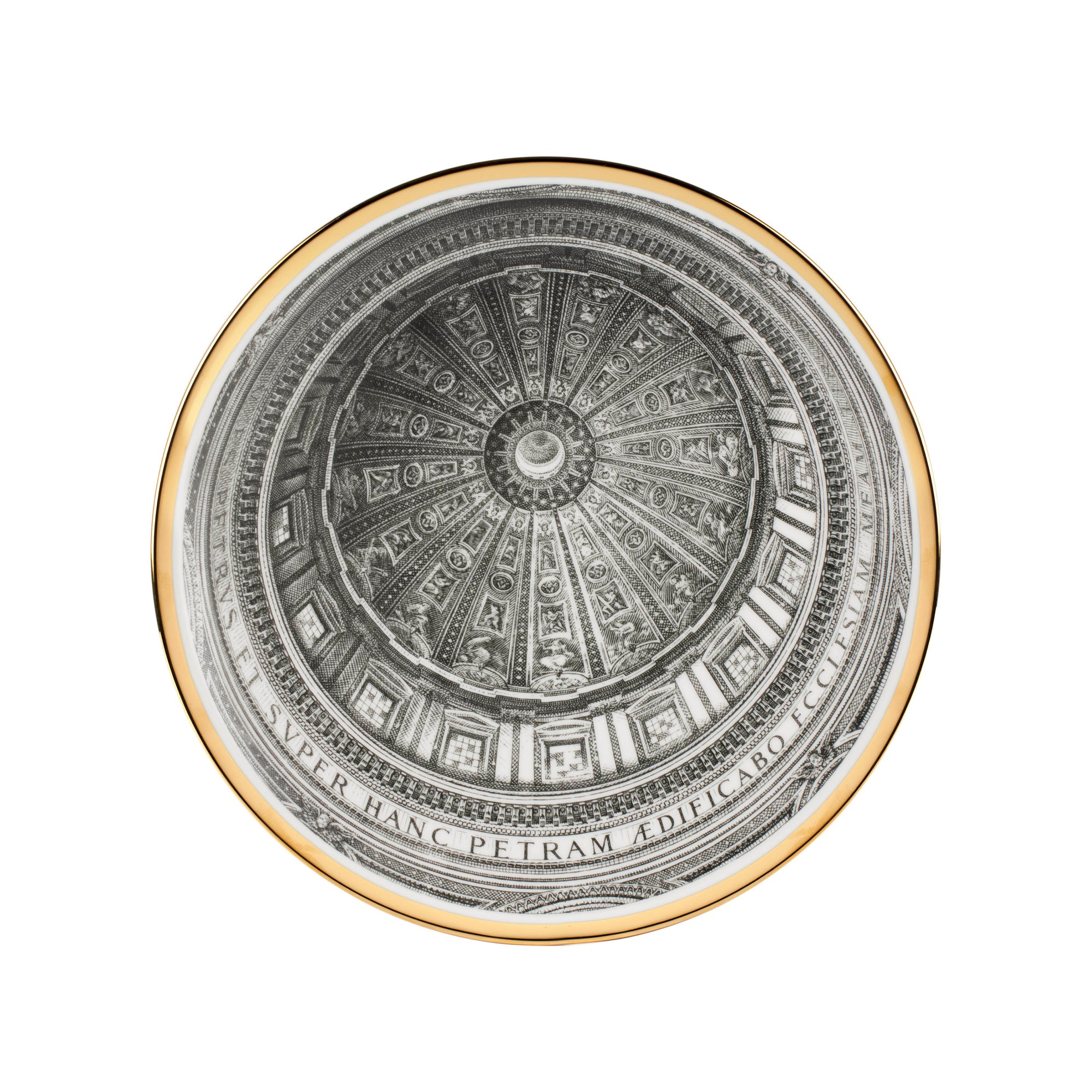 Cupola San Pietro porcelain plate - Gold & Black & White
