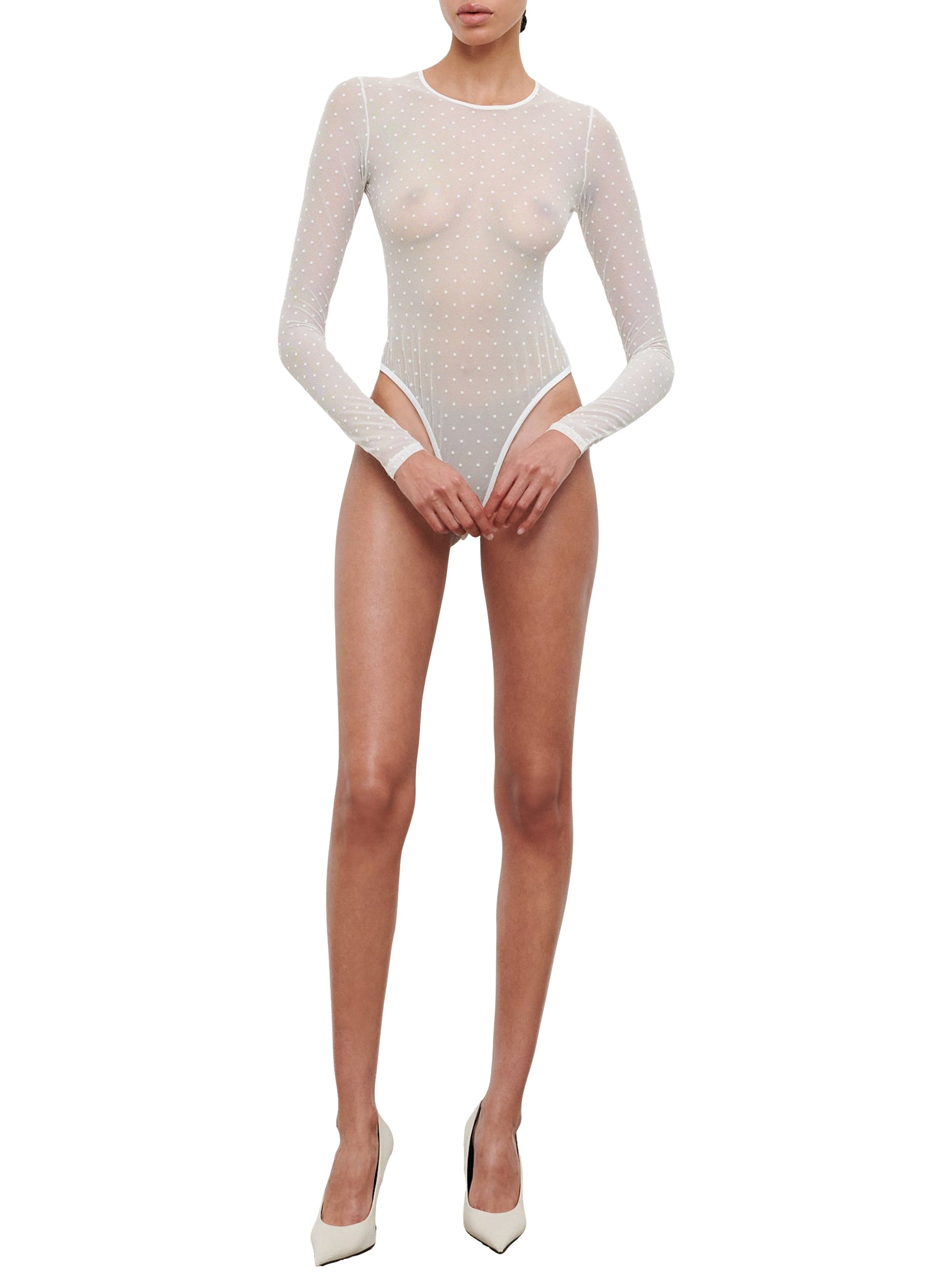 Polka Dot Bodysuit - White