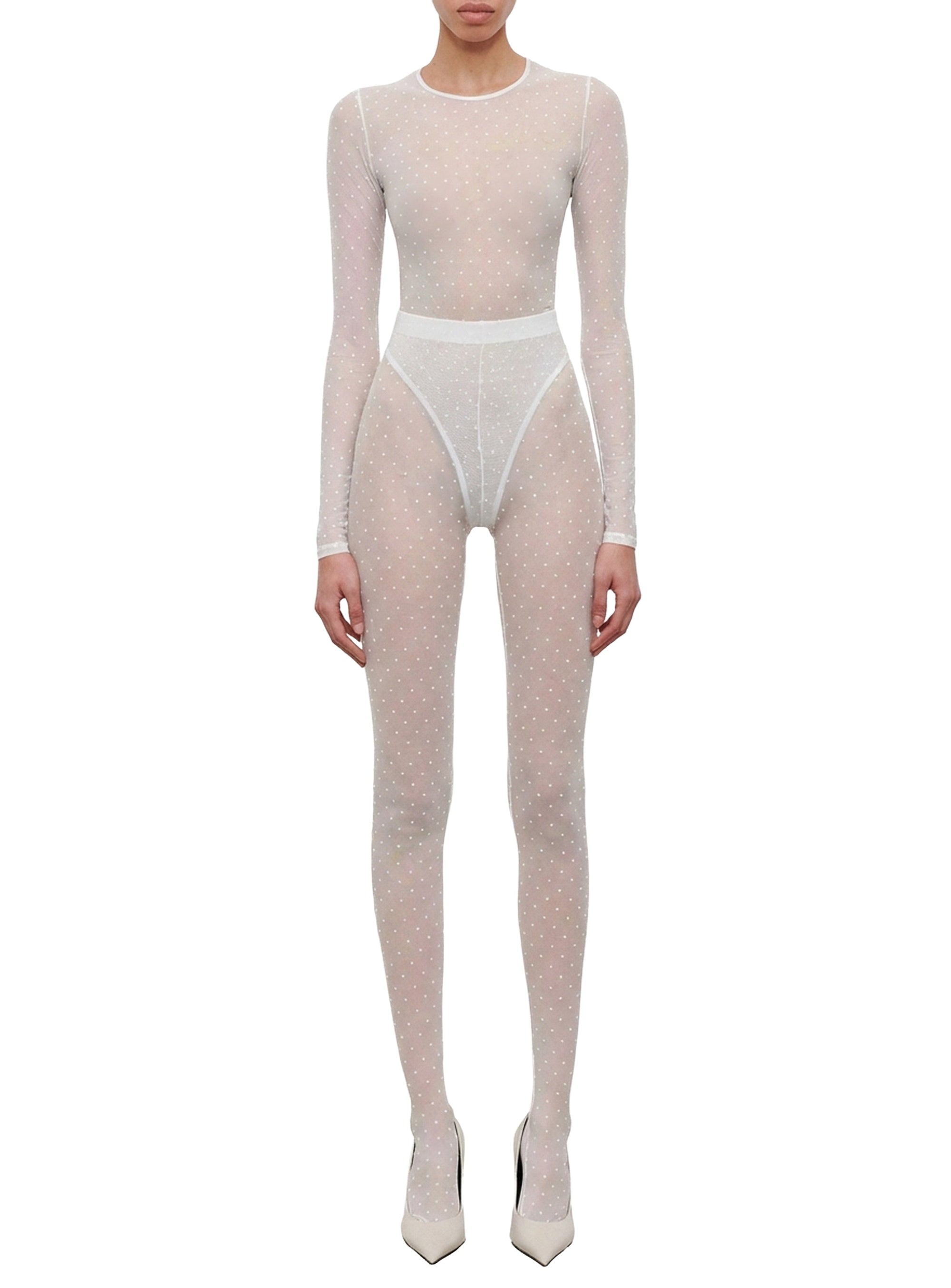 Polka Dot Bodysuit - White