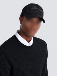 Embroidered cotton cap - Black & Black