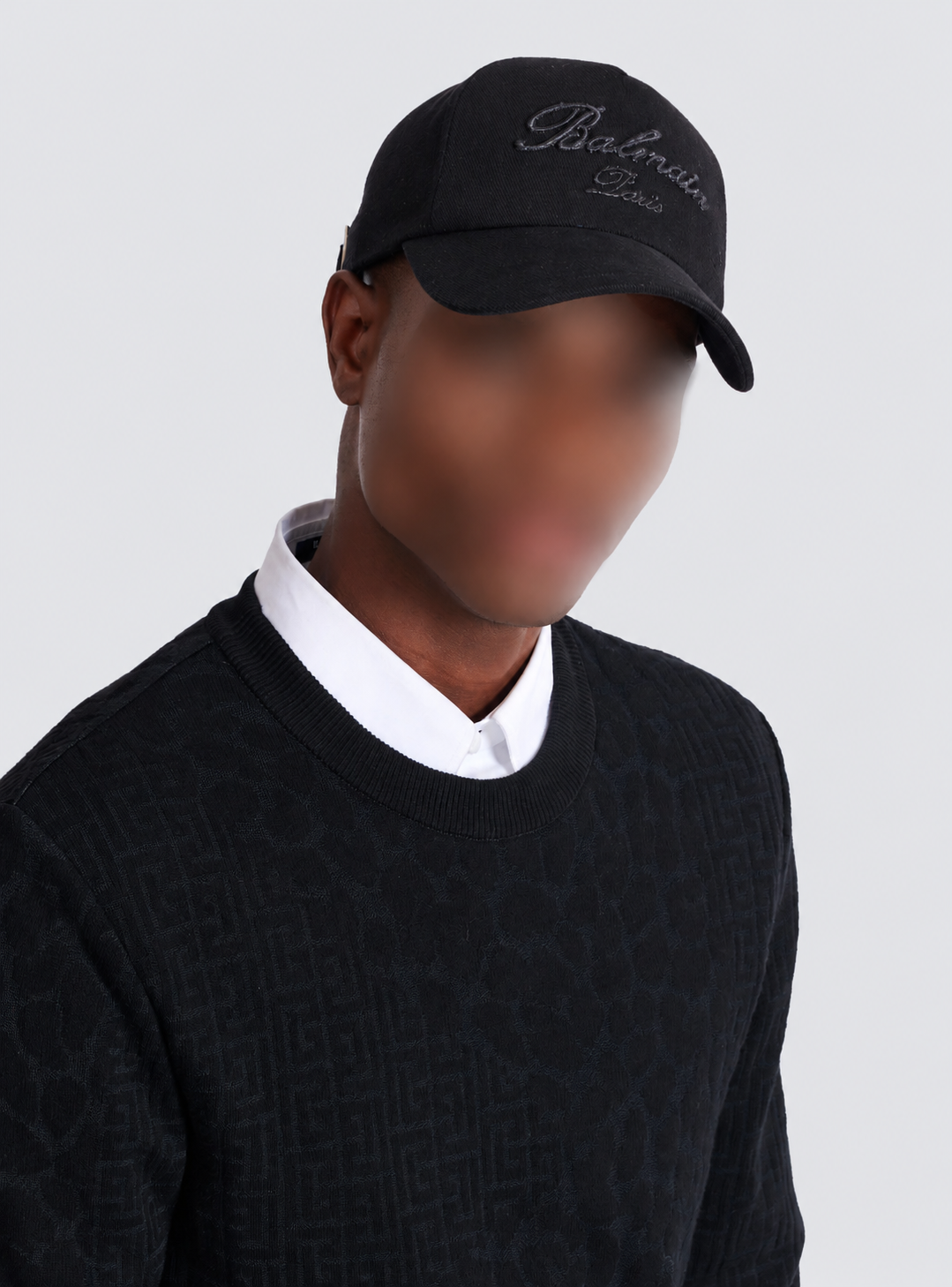 Embroidered cotton cap - Black & Black