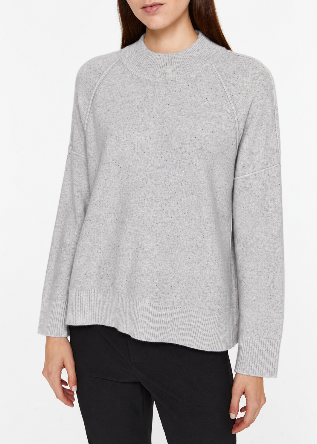 Loose-fitting cashmere jumper with a high neck - Pale Grey