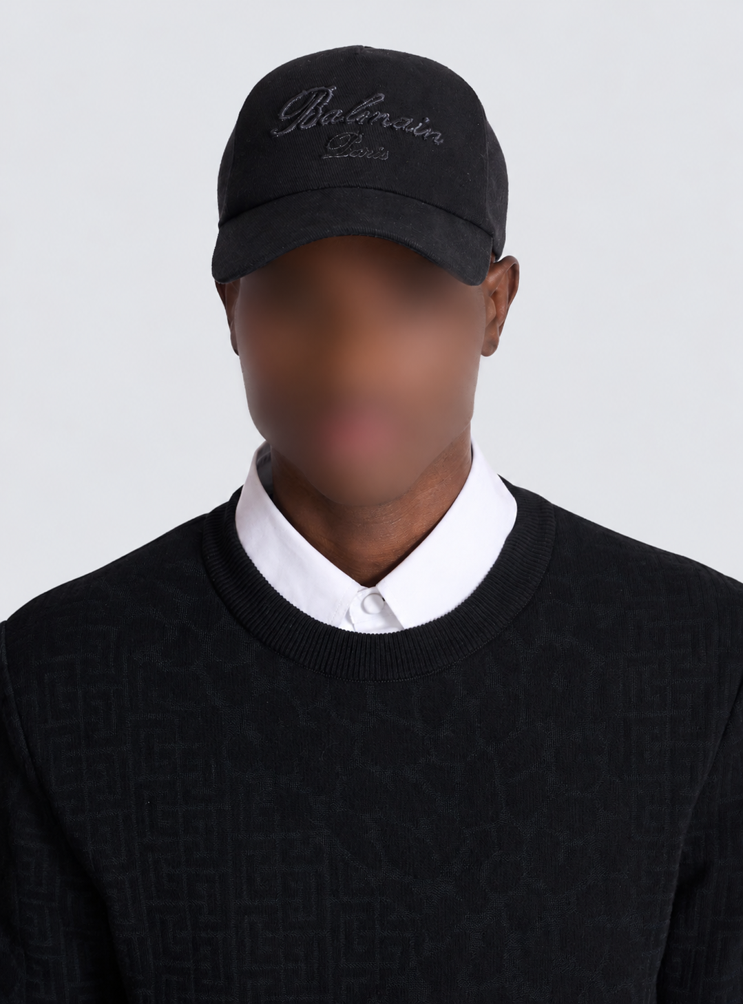 Embroidered cotton cap - Black & Black