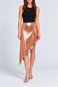 Jupe asymétrique à paillettes - Copper