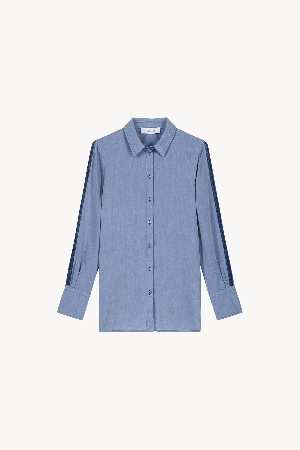 Chemise avec broderie ajoure - Bleu Denim