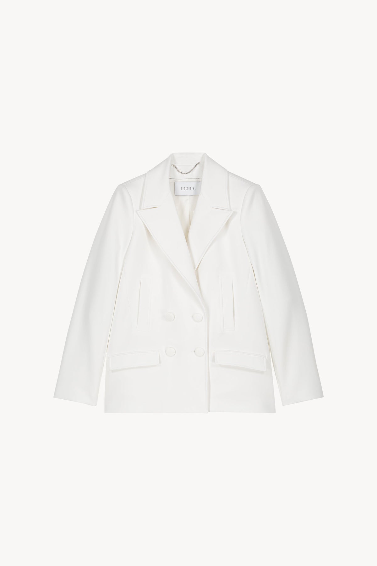 Veste croisee large 4 boutons - Blanc Cassé