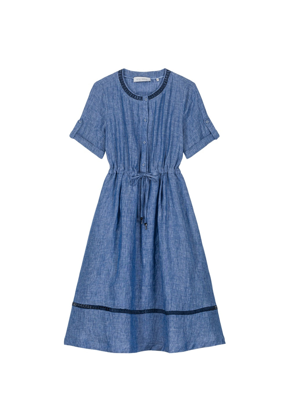 Robe à taille cintrée en lin - Bleu