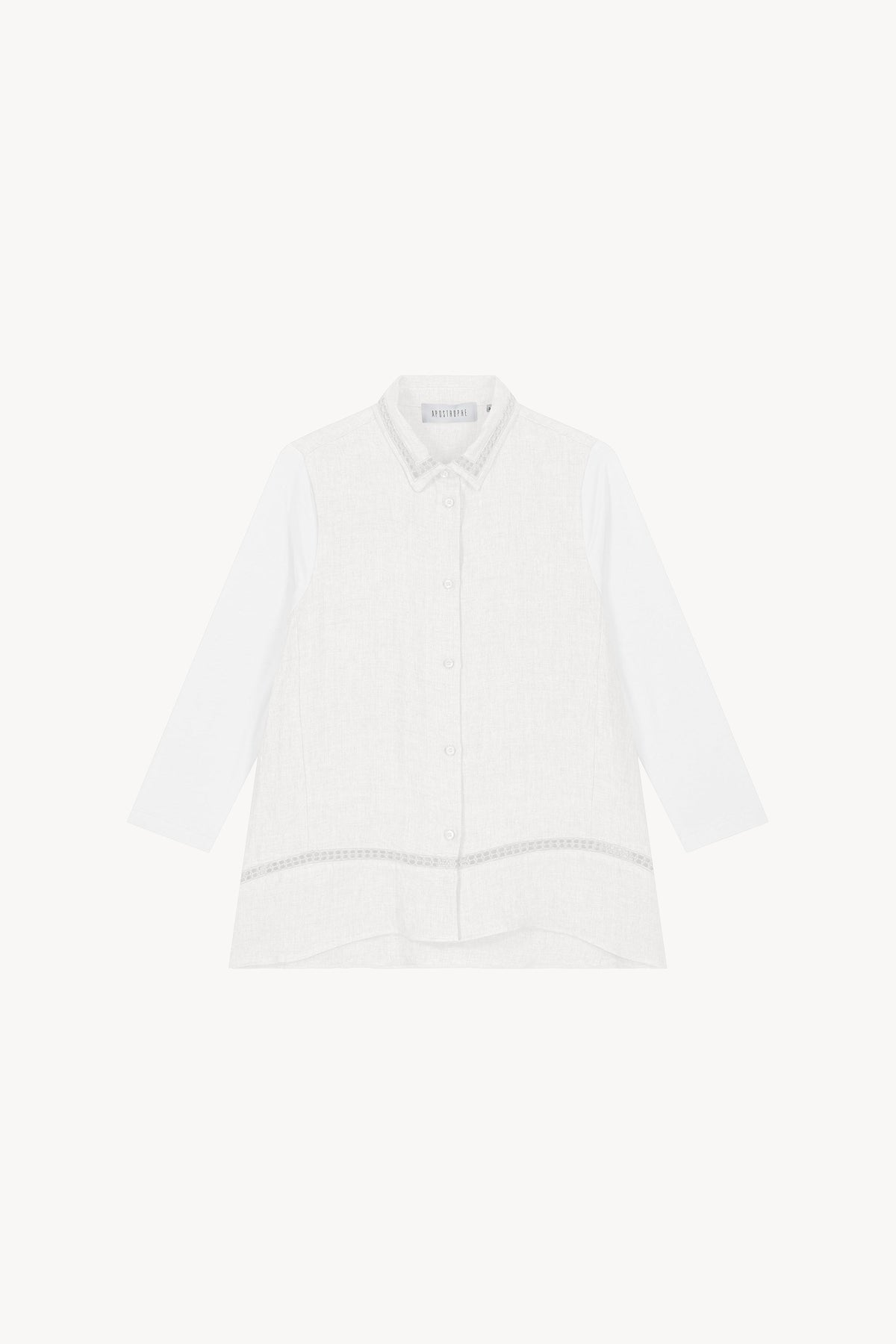 Chemise droite brode - Blanc Optique