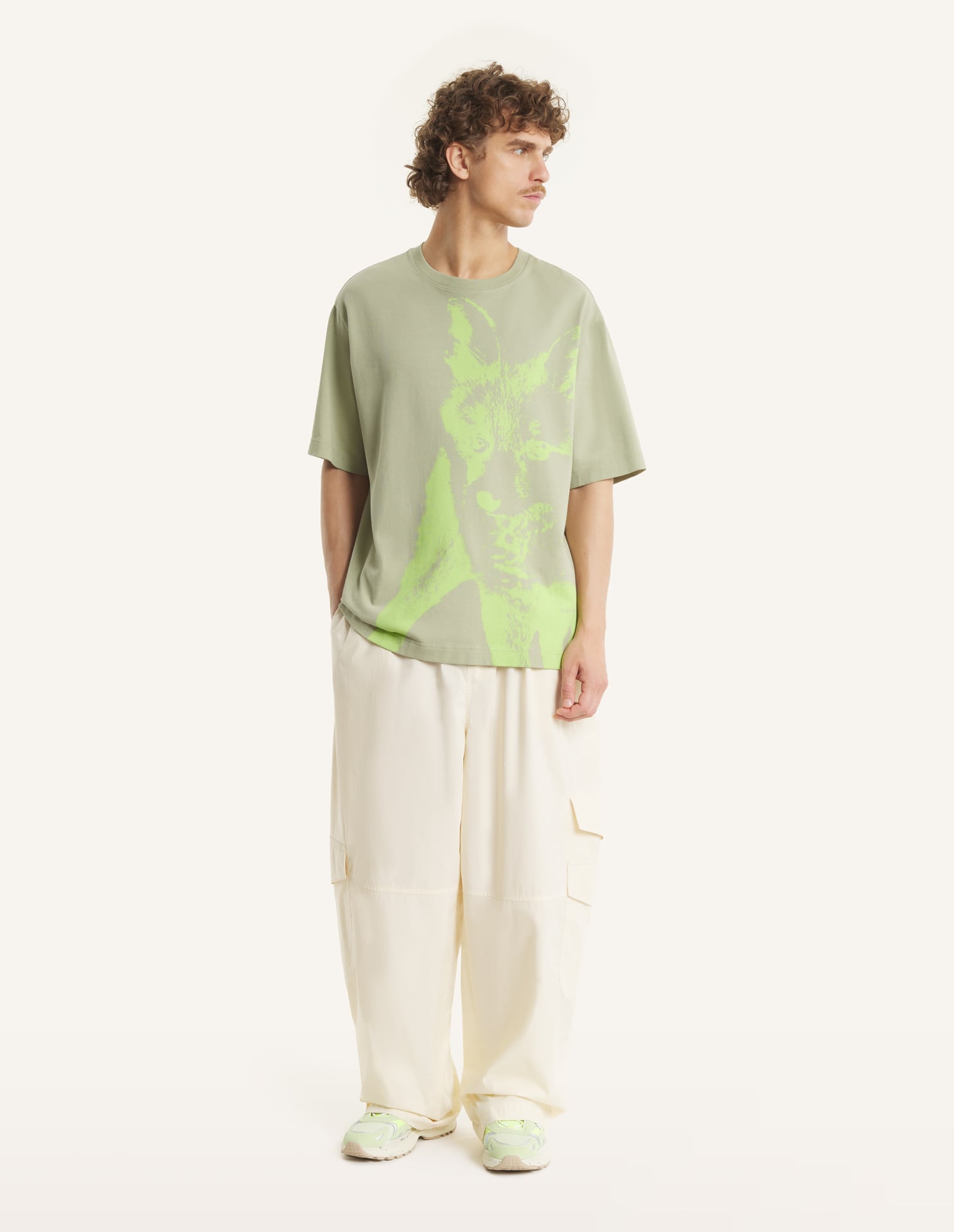 Fox Cub Oversize Tee-Shirt - Dusty Green