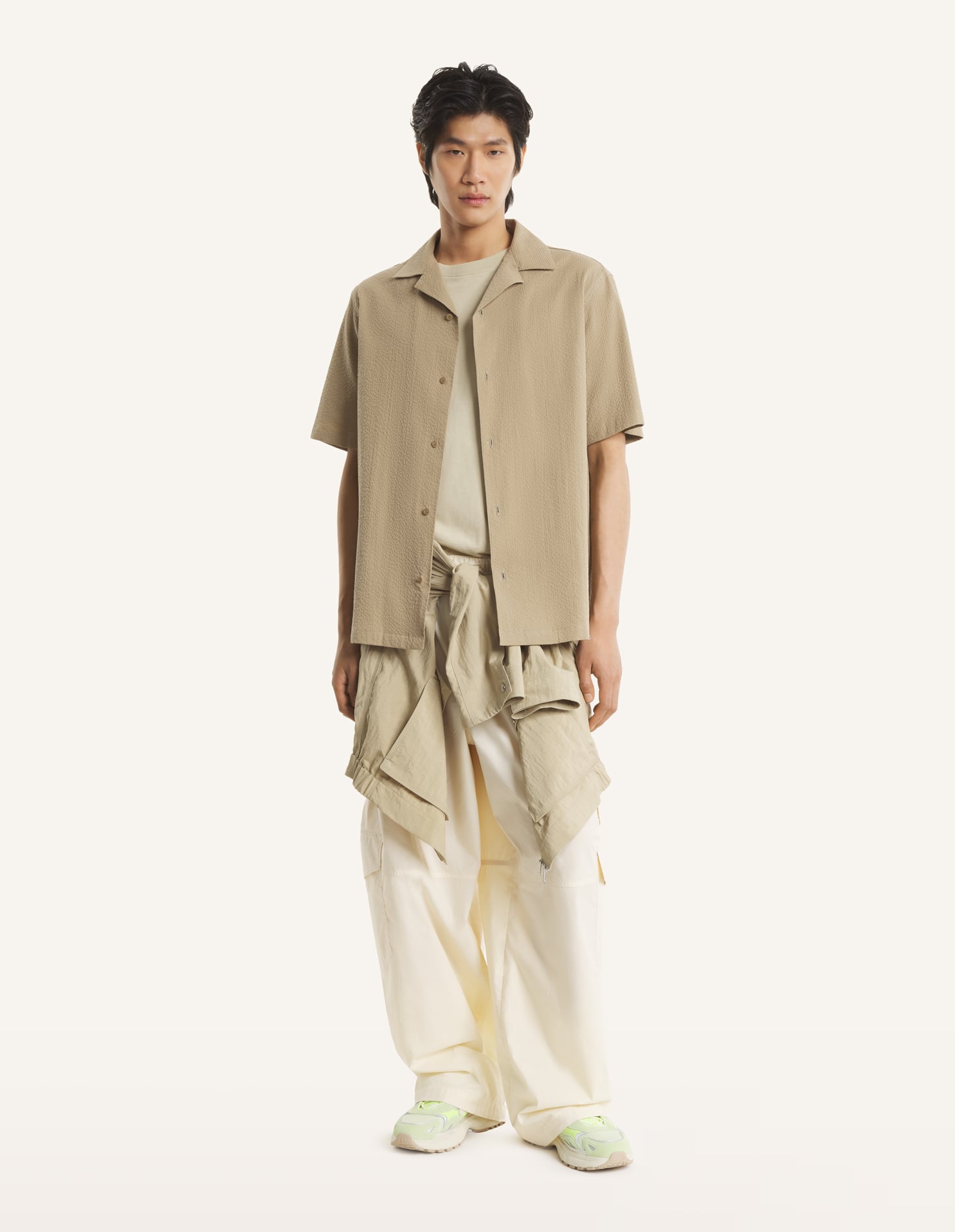 Seersucker Resort Shirt - Roasted Almond