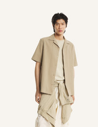 Seersucker Resort Shirt - Roasted Almond