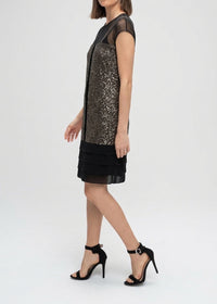 Robe à double porté en soie - Noir & Doré