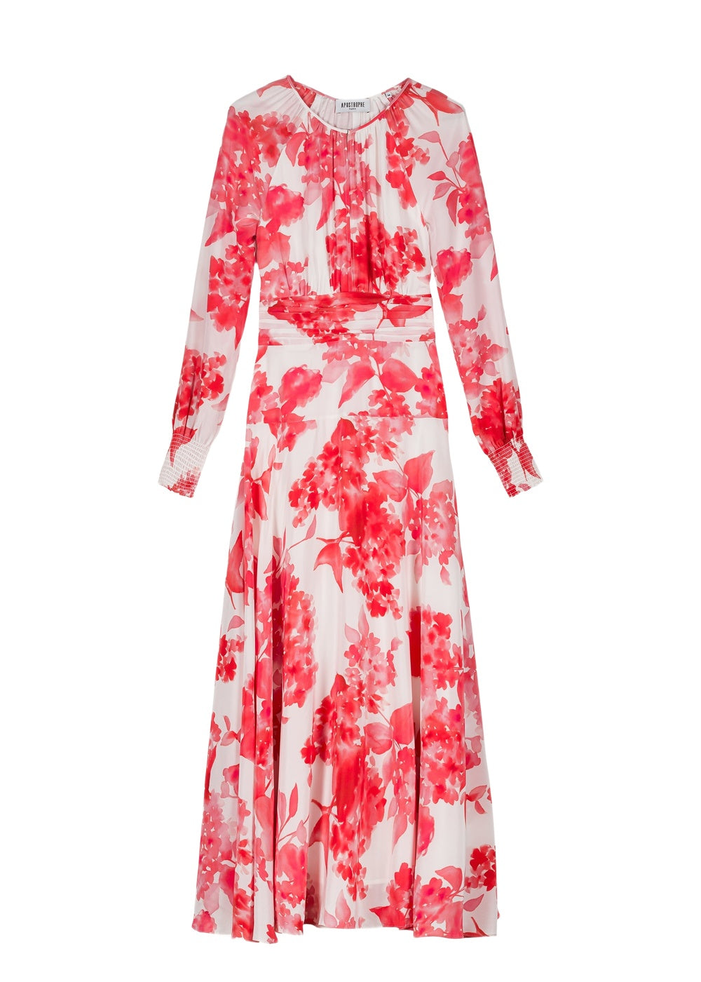Robe longue évasée en soie - Corail