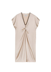 Robe ample à bijoux en soie - Beige