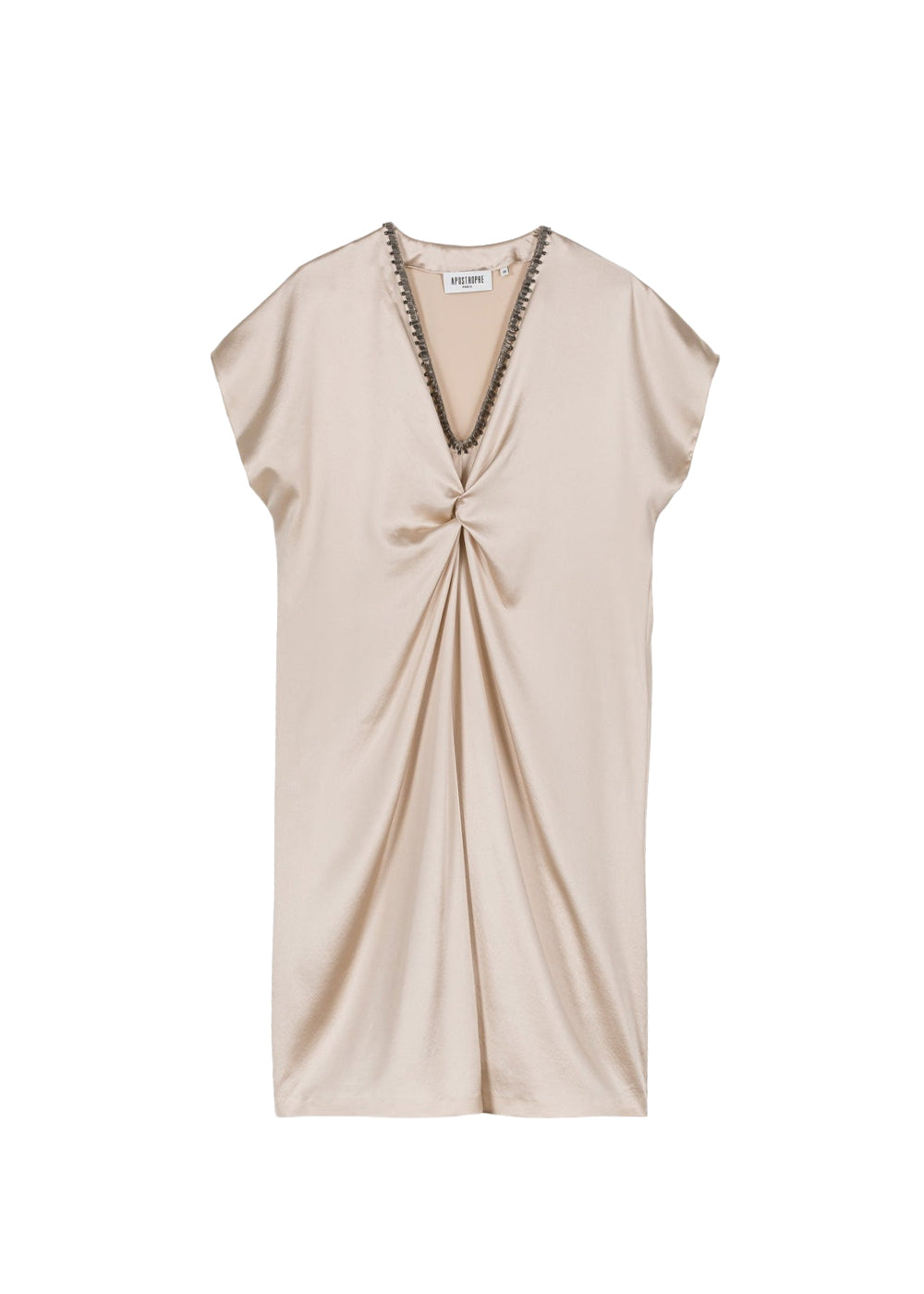 Robe ample à bijoux en soie - Beige