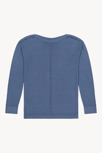 Pull long col v - Bleu Moyen