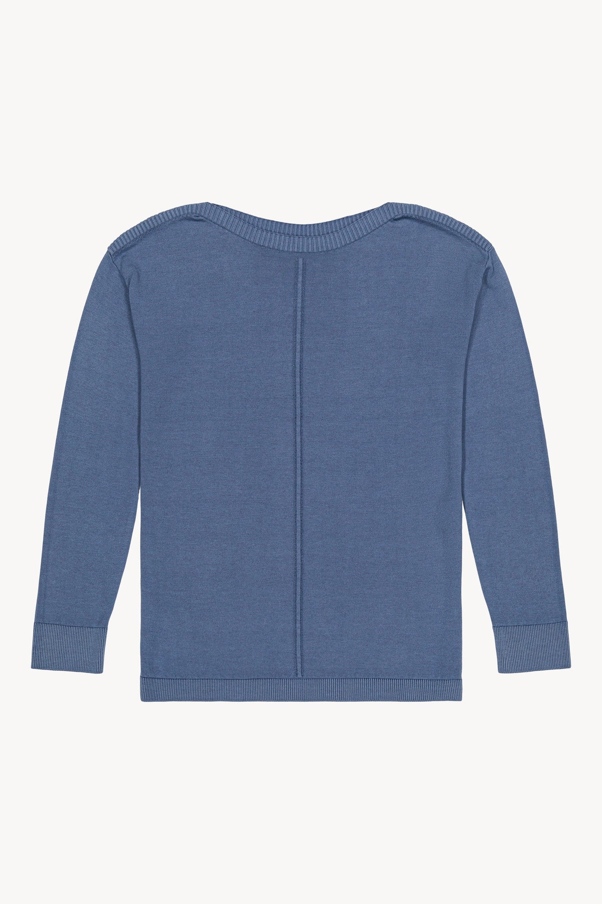Pull long col v - Bleu Moyen