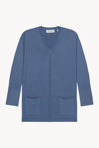 Pull long col v - Bleu Moyen