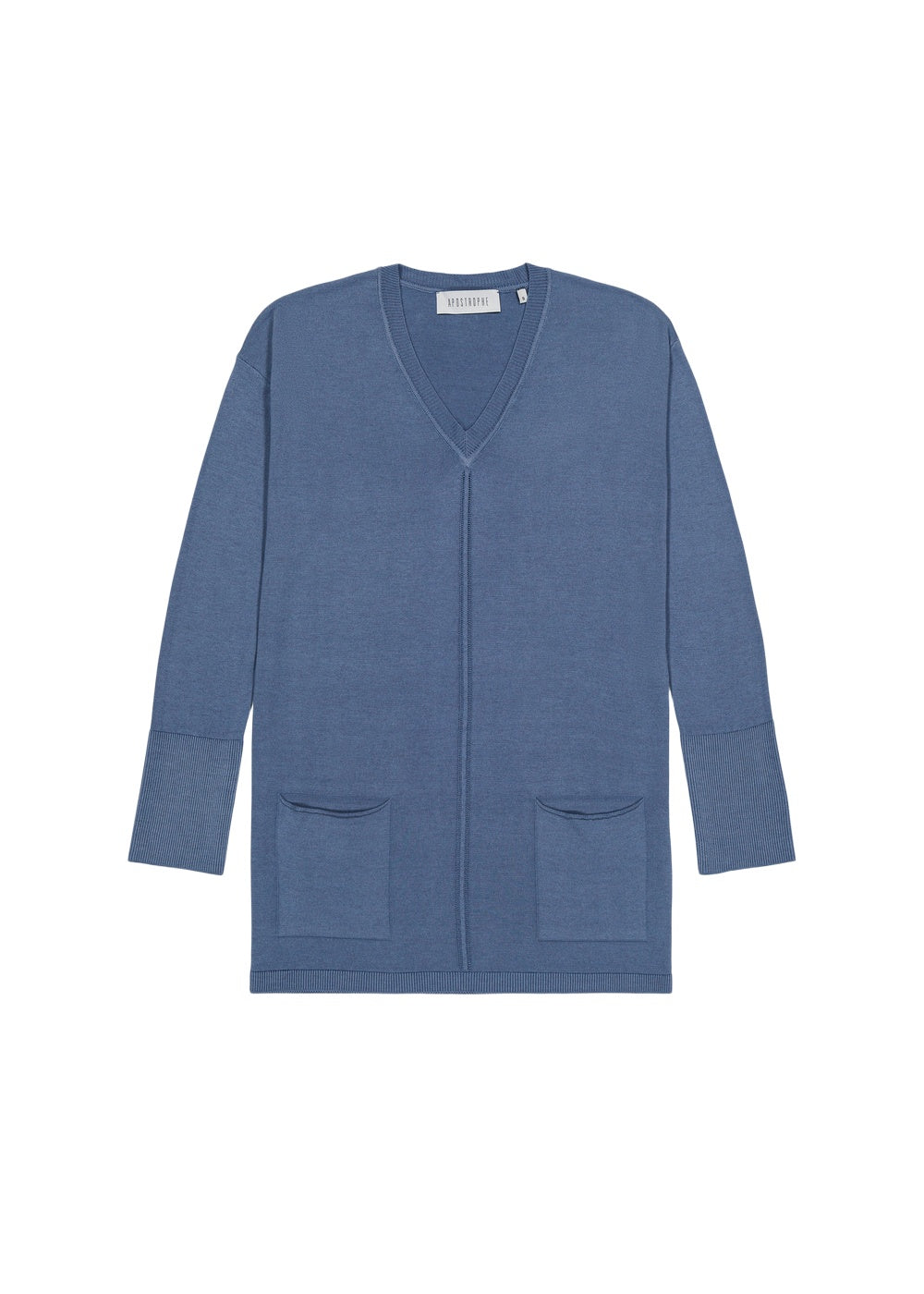 Pull long à poches - Bleu