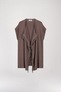 Gilet avec franges daim - Taupe Moyen