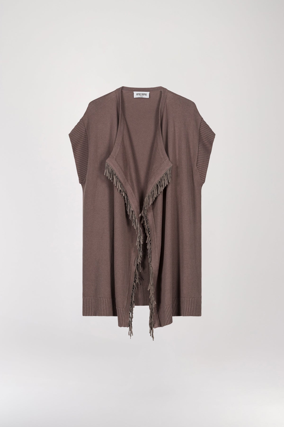 Gilet avec franges daim - Taupe Moyen