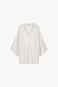 Pull grand volume col v - Blanc Optique