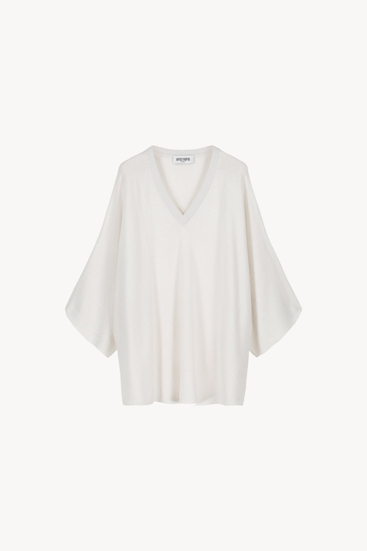 Pull grand volume col v - Blanc Optique
