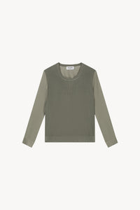 Pull bi-matiere - Kaki