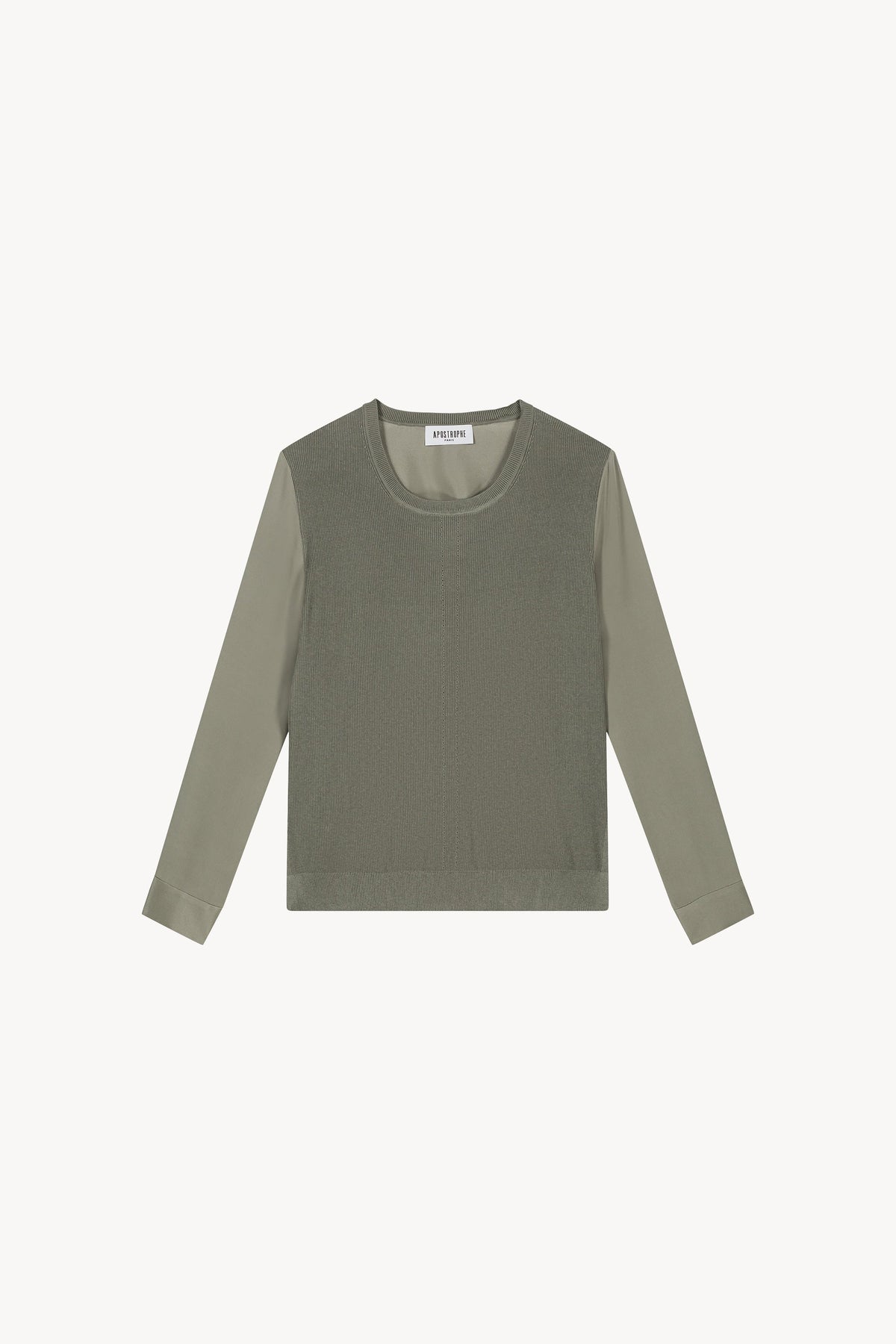 Pull bi-matiere - Kaki