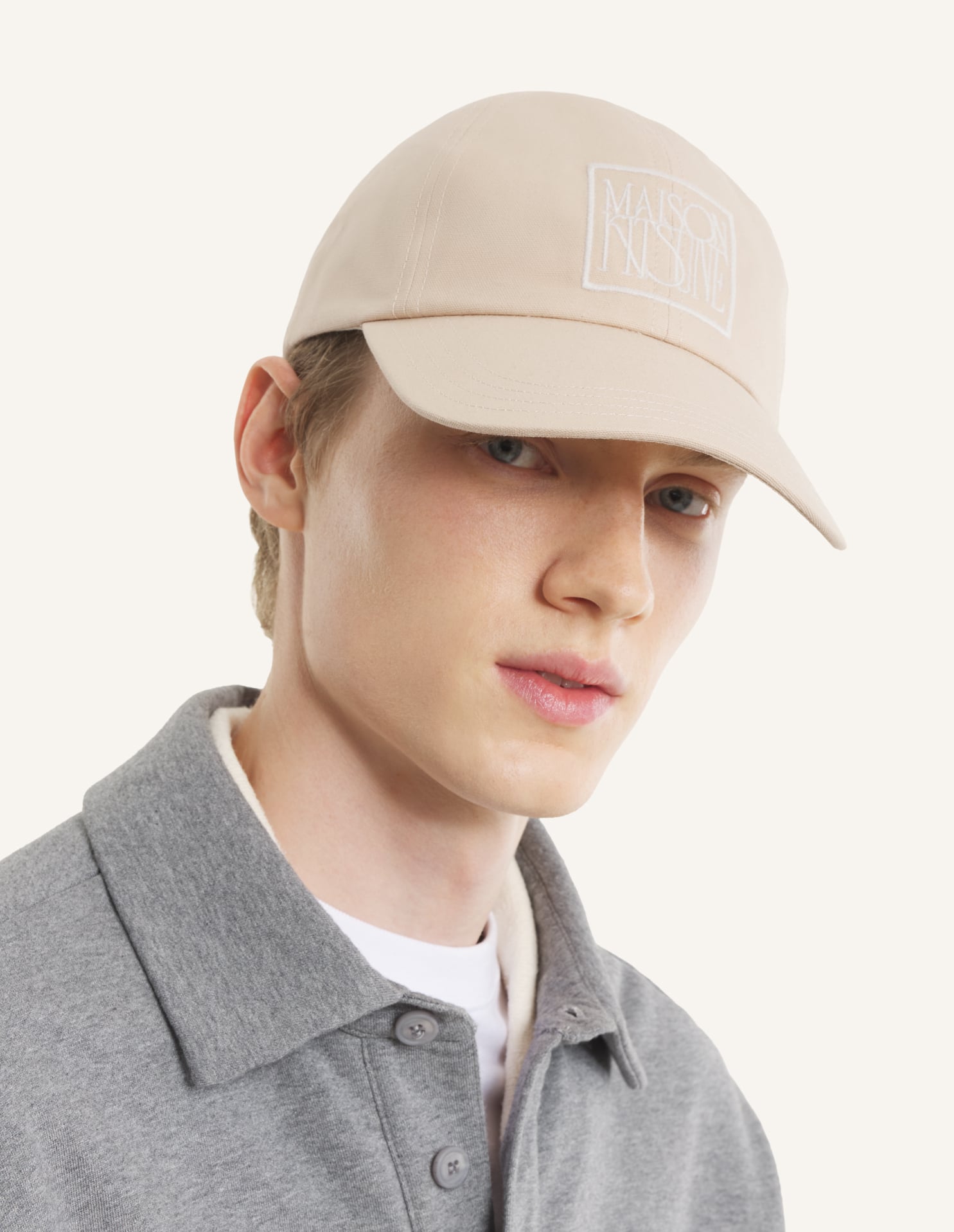 Maison Kitsune Stamp Cap - Macadamia