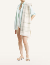 Serviette de bain rayée - Clay & Pelican & Dust Green