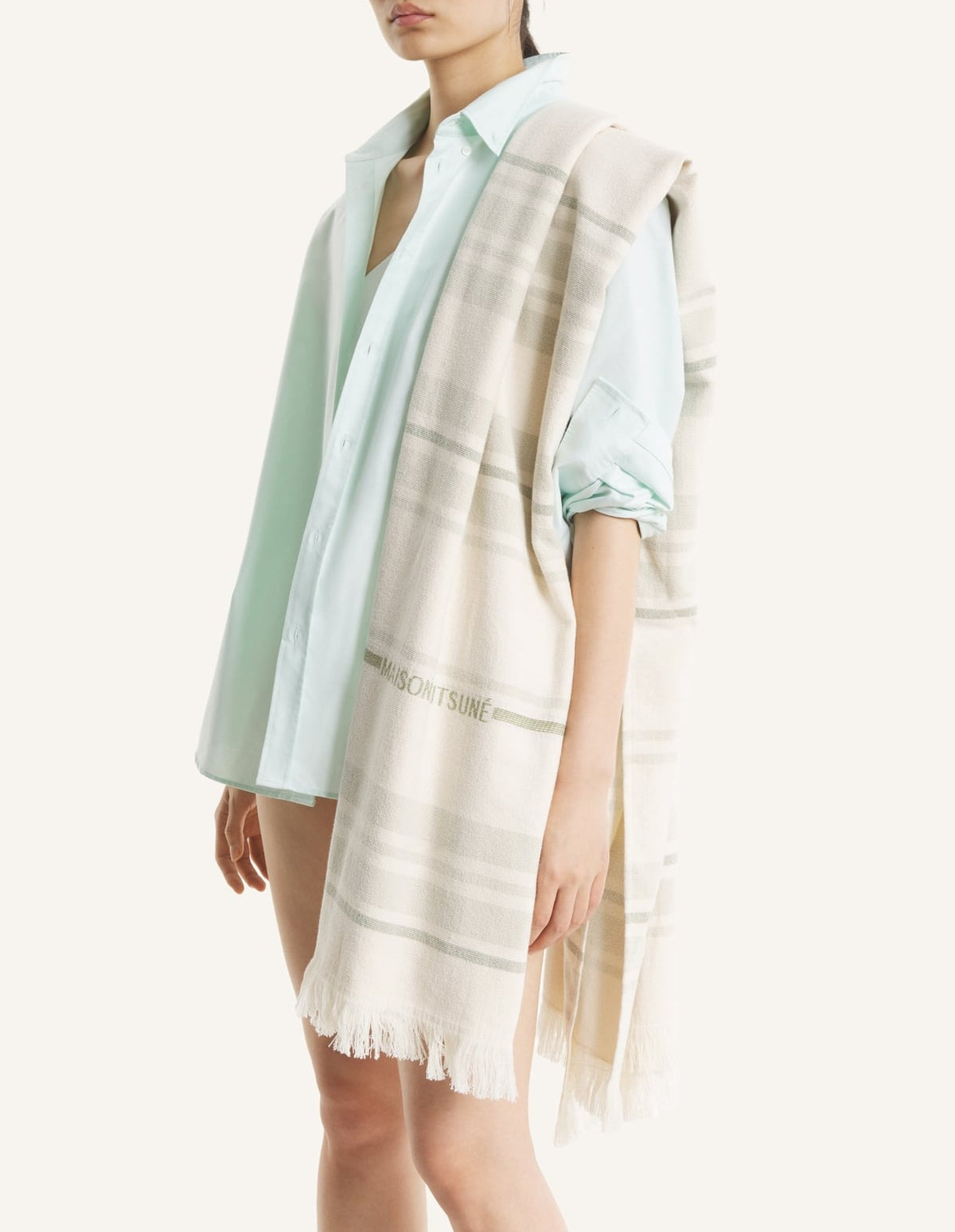 Serviette de bain rayée - Clay & Pelican & Dust Green