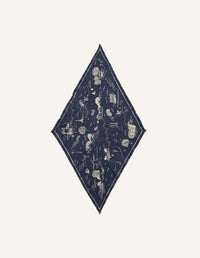 Parisian Map Scarf - Mineral Blue/Straw